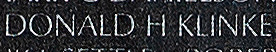 Engraved name on The Wall of Technical Sergeant Donald H. Klinke, U.S. Air Force